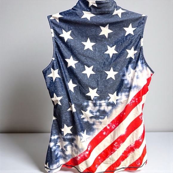 Stars & Stripes Sleeveless Rash Guard Tankini Top w/ Built‑In Bra, Size XL I NWT - Picture 4 of 11